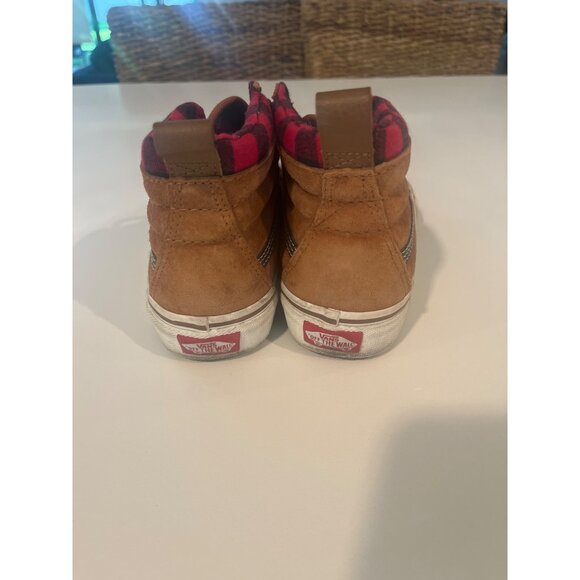 Vans Sk8-Hi Suede & Plaid High-Top Sneakers Brown/Red Size 6.5 M/Lace-Up Casual - Picture 5 of 10